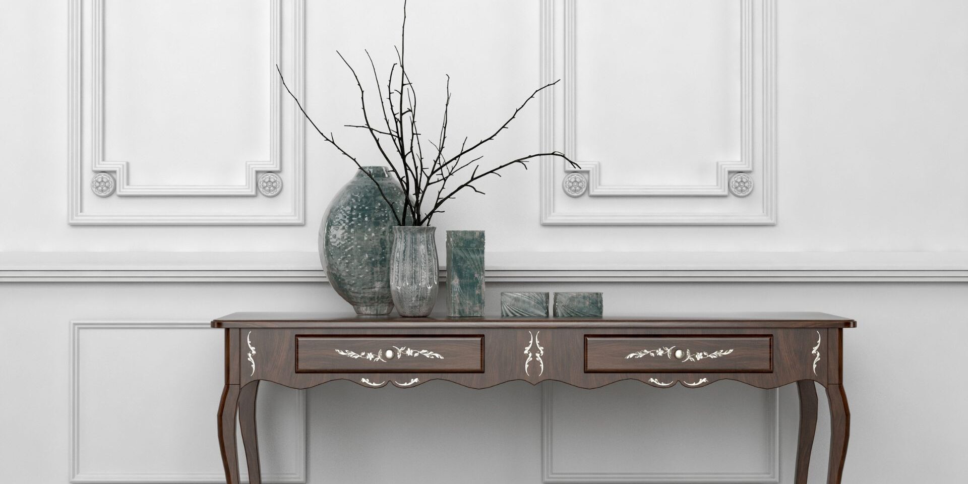 vintage table with modern decor